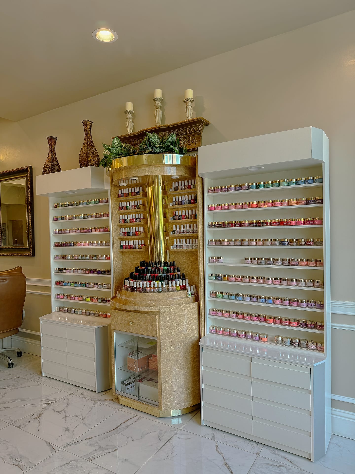 Hundreds of gel and dip colors on display at Palace Nail Spa in Tallahassee